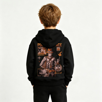 One Piece Anime Graphic Hoodie for Ace Kids Cartoon Print Cotton Tee