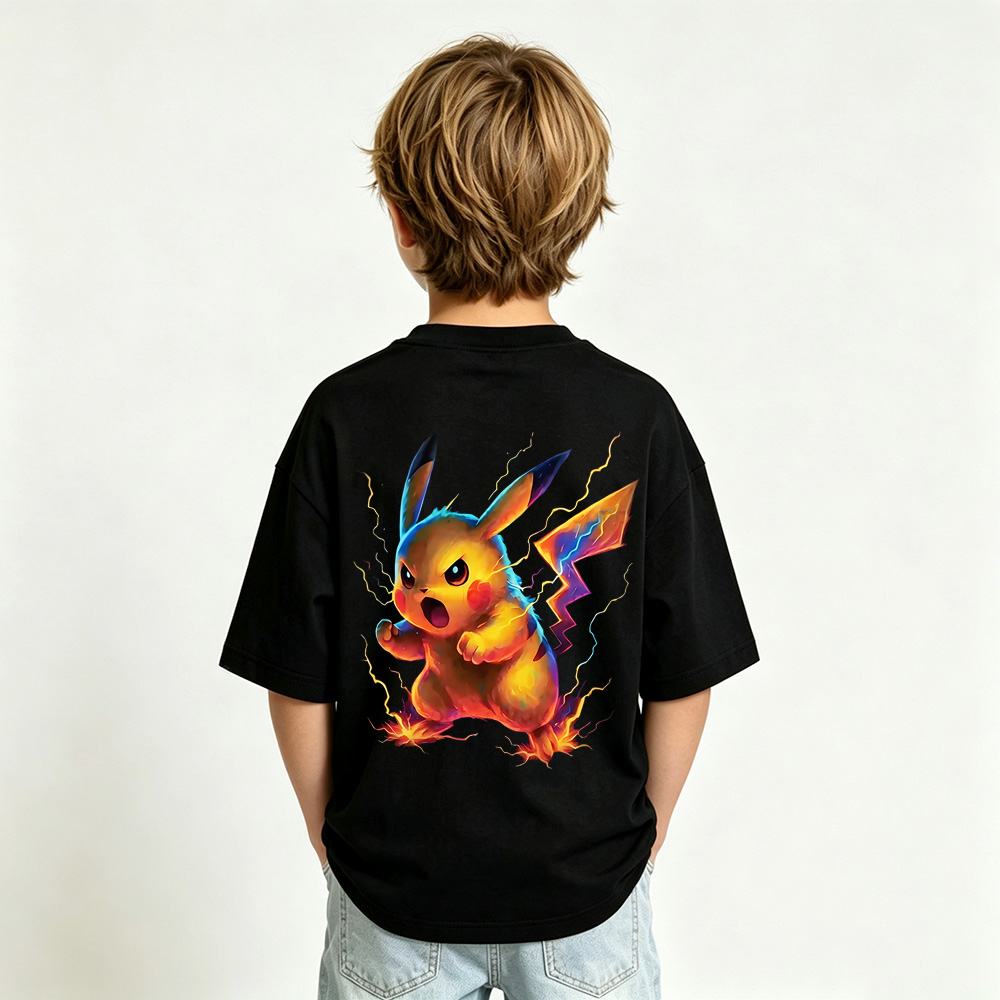 Pokémon Pikachur Anime Graphic T-Shirt for Kids Cartoon Print Cotton Tee