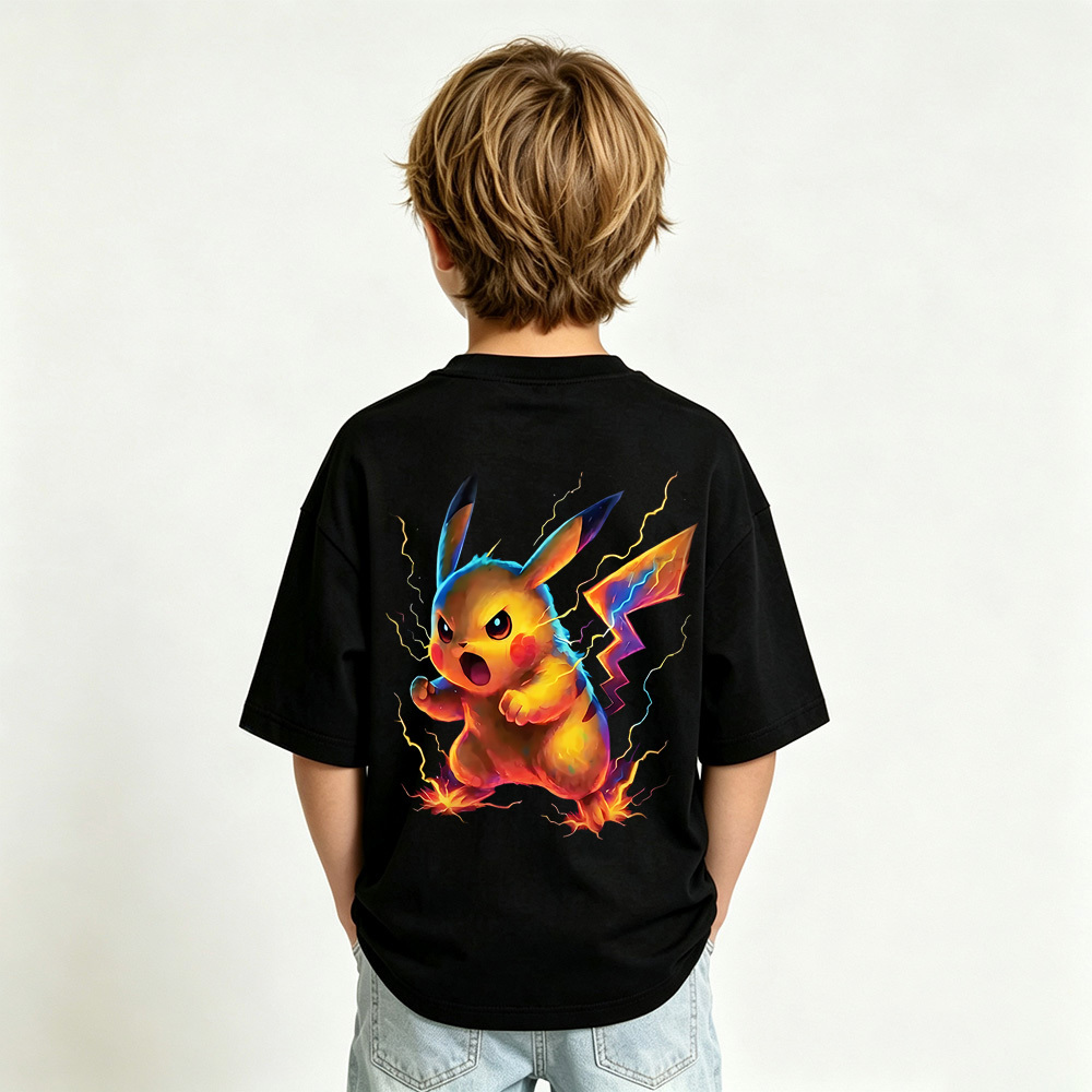 Pokémon Pikachur Anime Graphic T-Shirt for Kids Cartoon Print Cotton Tee
