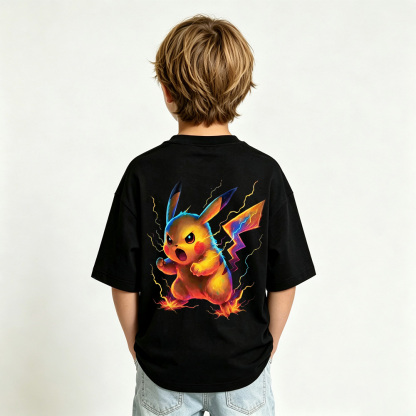 Pokémon Pikachur Anime Graphic T-Shirt for Kids Cartoon Print Cotton Tee