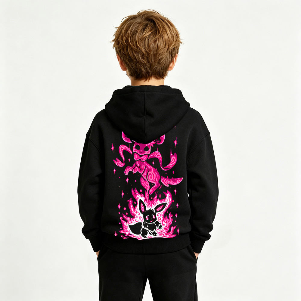 Pokémon Eevee Anime Graphic Hoodie for Kids Cartoon Print Cotton Tee