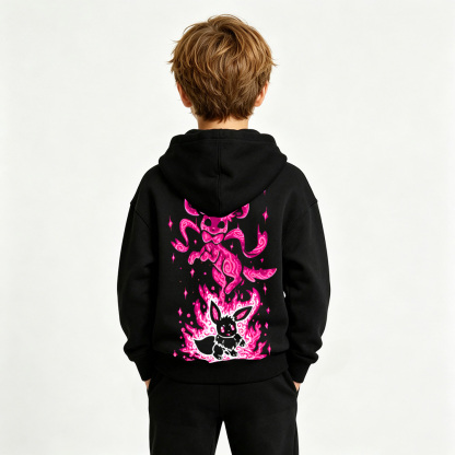Pokémon Eevee Anime Graphic Hoodie for Kids Cartoon Print Cotton Tee