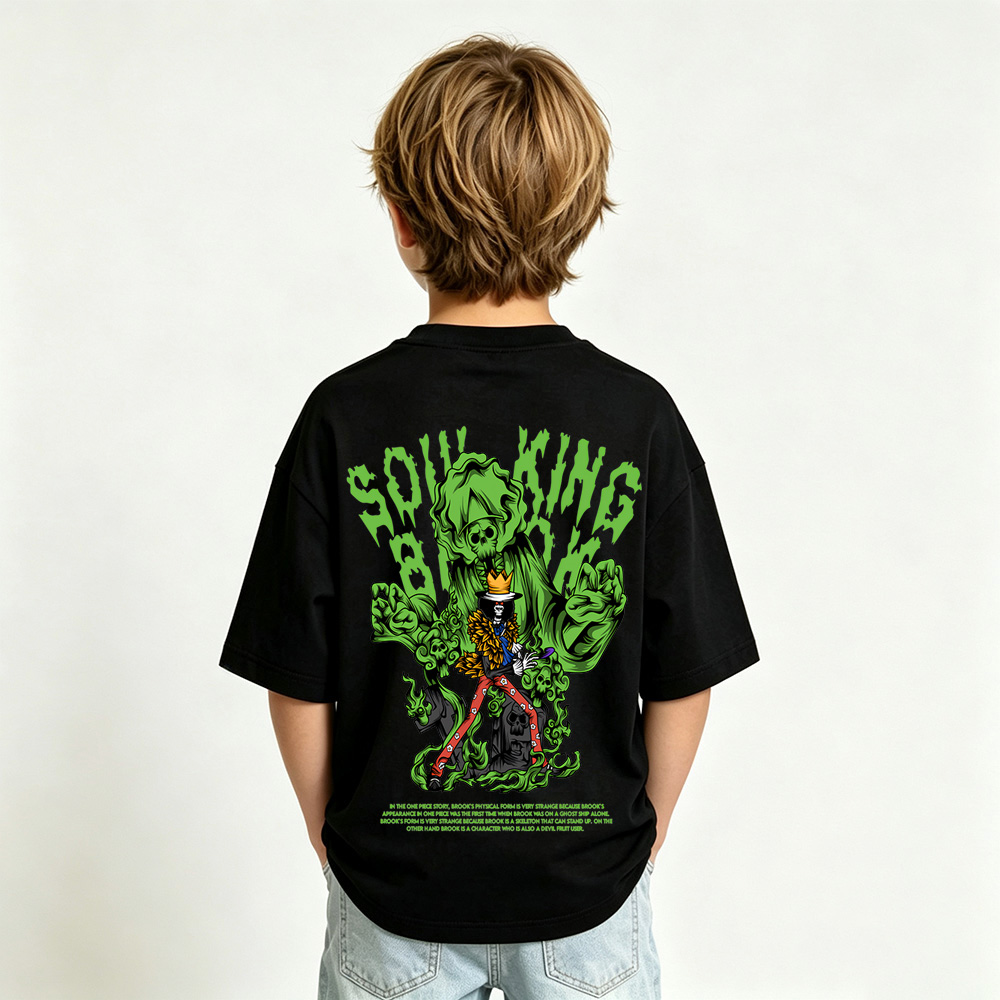 One Piece Anime Graphic T-Shirt for Soul King Brook Kids Cartoon Print Cotton Tee