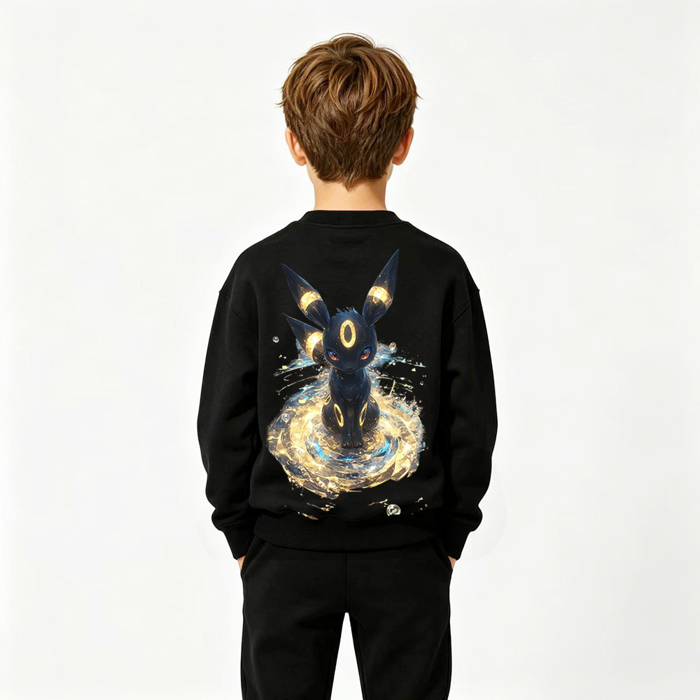 Pokémon Umbreon Anime Graphic Crewneck Sweatshirt for Kids Cartoon Print Cotton Tee