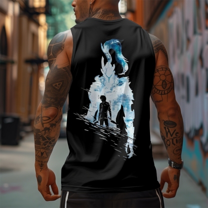 Oversized Anime Print Gym Tank Top-AnimeClothe