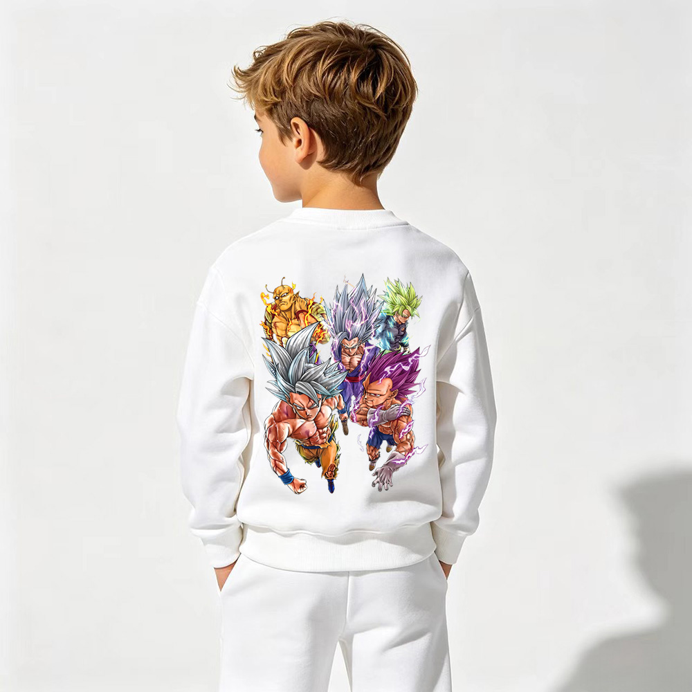 Dragon Ball Anime Graphic Crewneck Sweatshirt for Kids Cartoon Print Cotton Tee