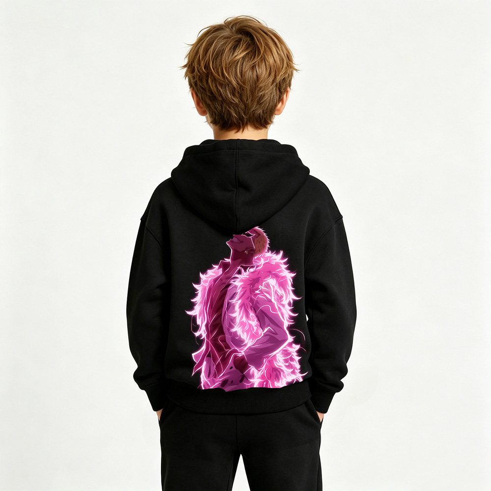 One Piece Anime Graphic Hoodie for Doflamingo Kids Cartoon Print Cotton Tee