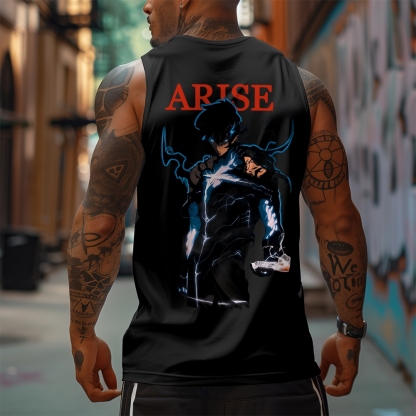 Oversized Anime Print Gym Tank Top-AnimeClothe