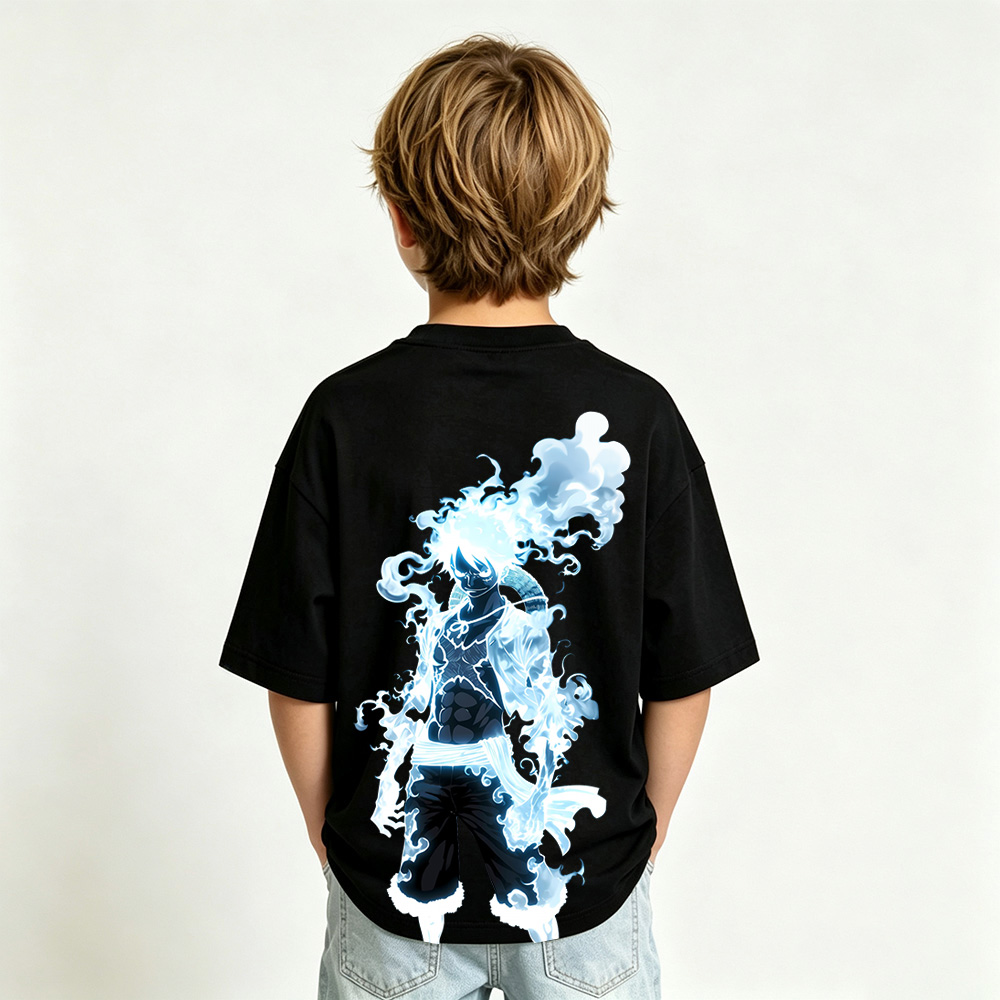 One Piece Anime Graphic T-Shirt for Gear 5 Luffy Kids Cartoon Print Cotton Tee