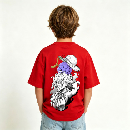 One Piece Luffy Anime Graphic T-Shirt for Kids Cartoon Print Cotton Tee