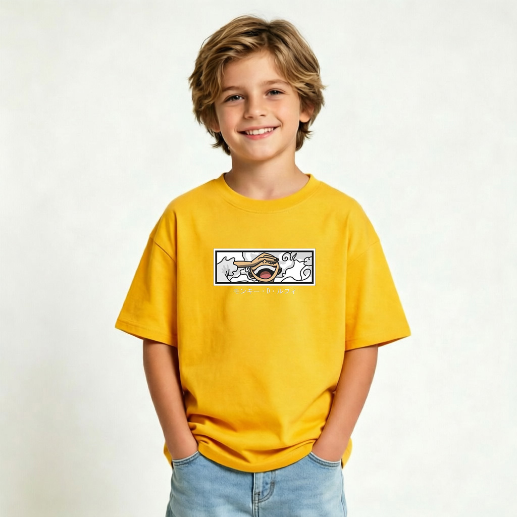 One Piece Gear 5 Luffy Anime Graphic T-Shirt for Kids Cartoon Print Cotton Tee