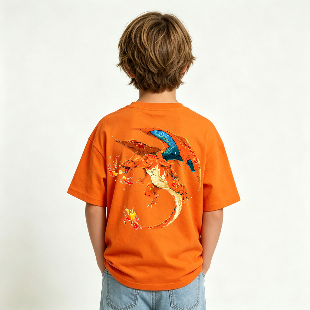 Pokémon Charizard Anime Graphic T-Shirt for Kids Cartoon Print Cotton Tee