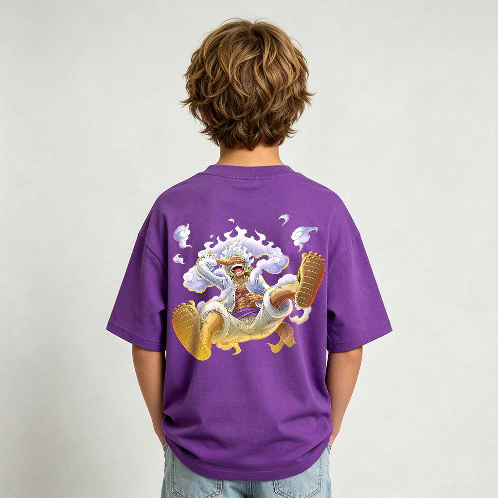 One Piece Gear 5 Luffy Anime Graphic T-Shirt for Kids Cartoon Print Cotton Tee
