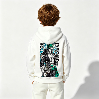 One Piece Anime Graphic Hoodie for Zoro Kids Cartoon Print Cotton Tee