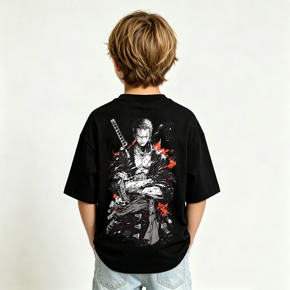 One Piece Anime Graphic T-Shirt for Zoro Kids Cartoon Print Cotton Tee