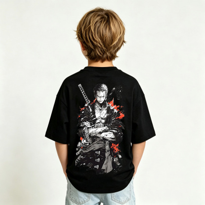 One Piece Anime Graphic T-Shirt for Zoro Kids Cartoon Print Cotton Tee