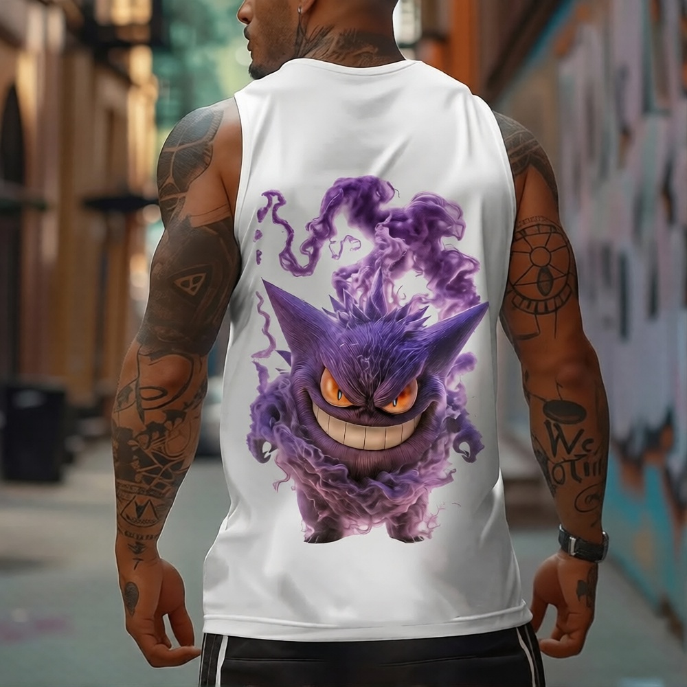 Oversized Anime Print Gym Tank Top