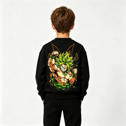 Dragon Ball Anime Graphic Crewneck Sweatshirt for Broly Kids Cartoon Print Cotton Tee