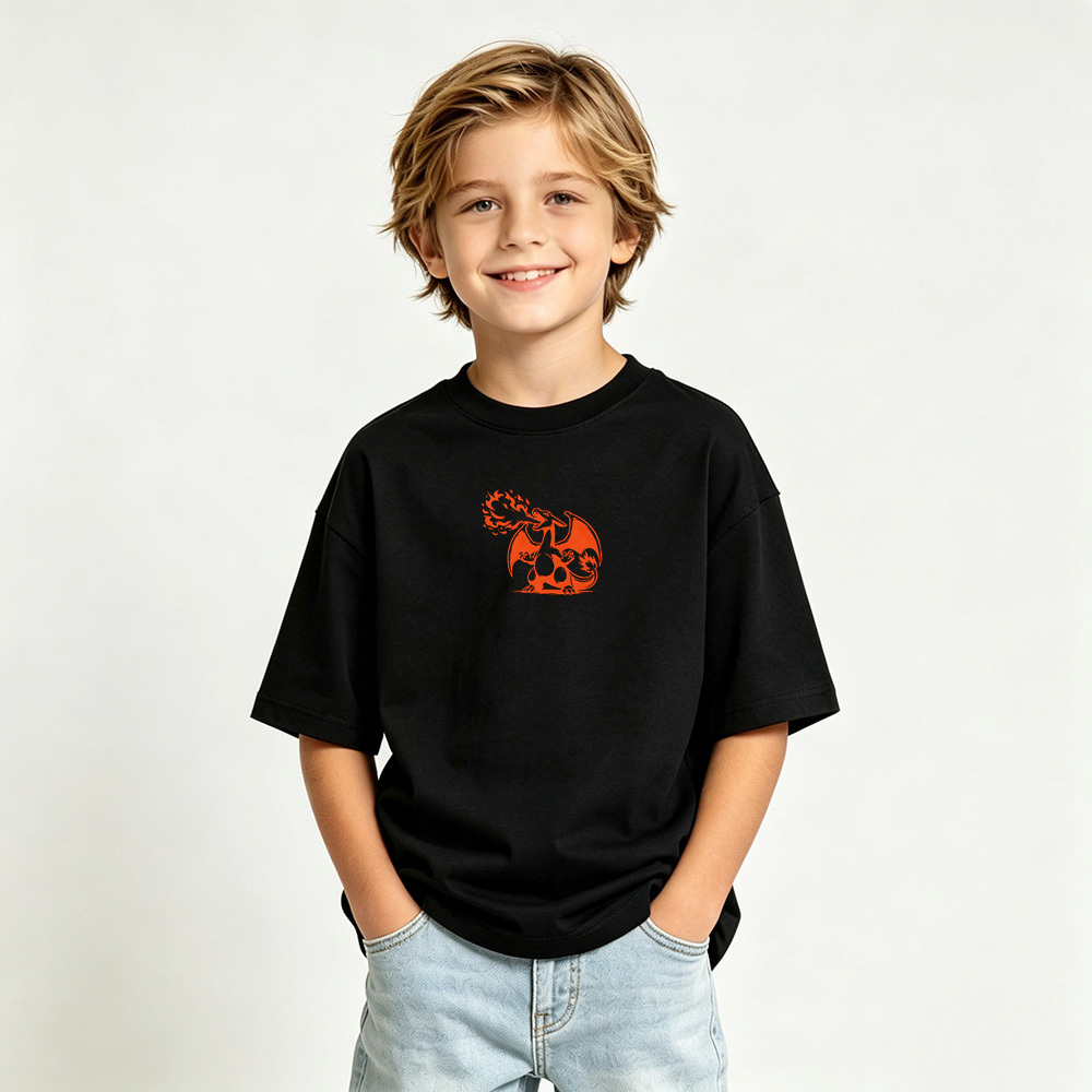 Pokémon Anime Graphic T-Shirt for Charizard Kids Cartoon Print Cotton Tee