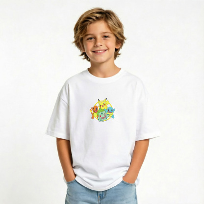 Pokémon Anime Graphic T-Shirt for Kids Cartoon Print Cotton Tee