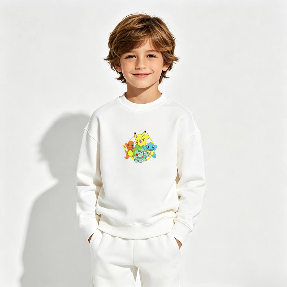 Pokémon Anime Graphic Crewneck Sweatshirt for Kids Cartoon Print Cotton Tee