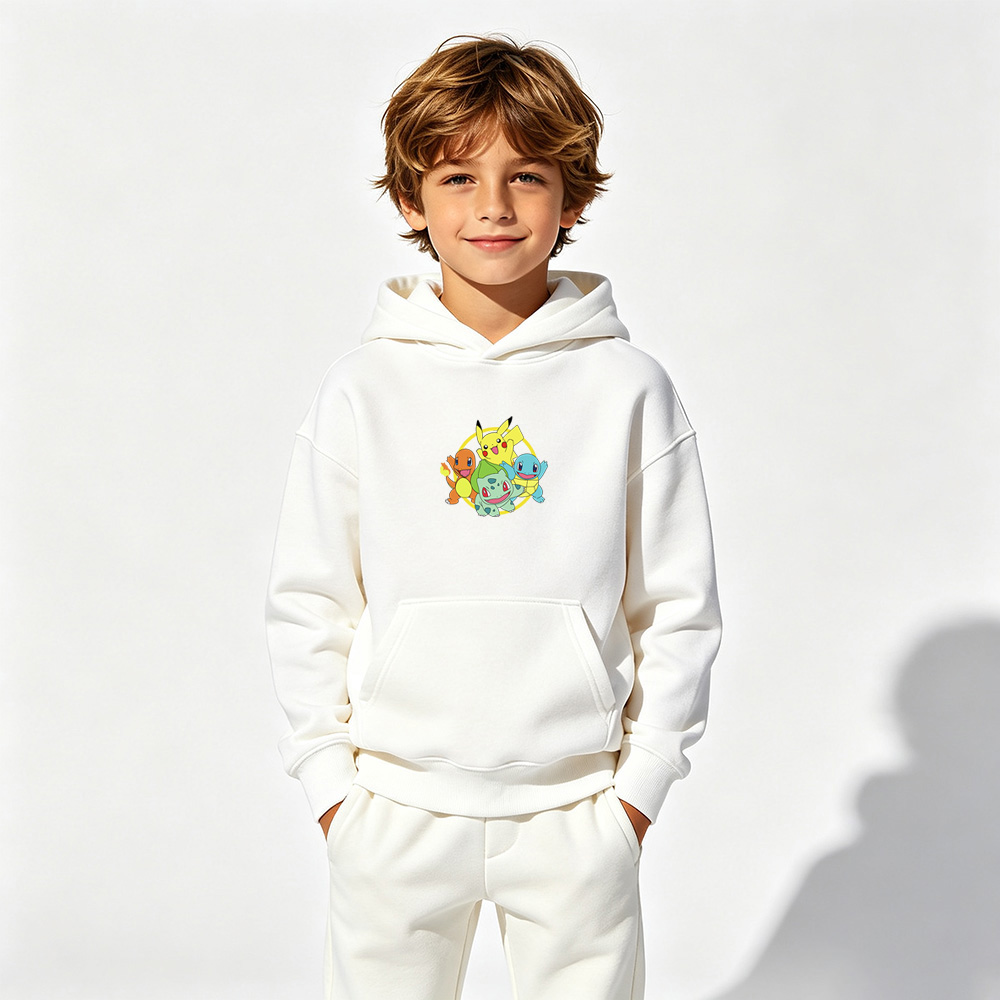 Pokémon Anime Graphic Hoodie for Kids Cartoon Print Cotton Tee