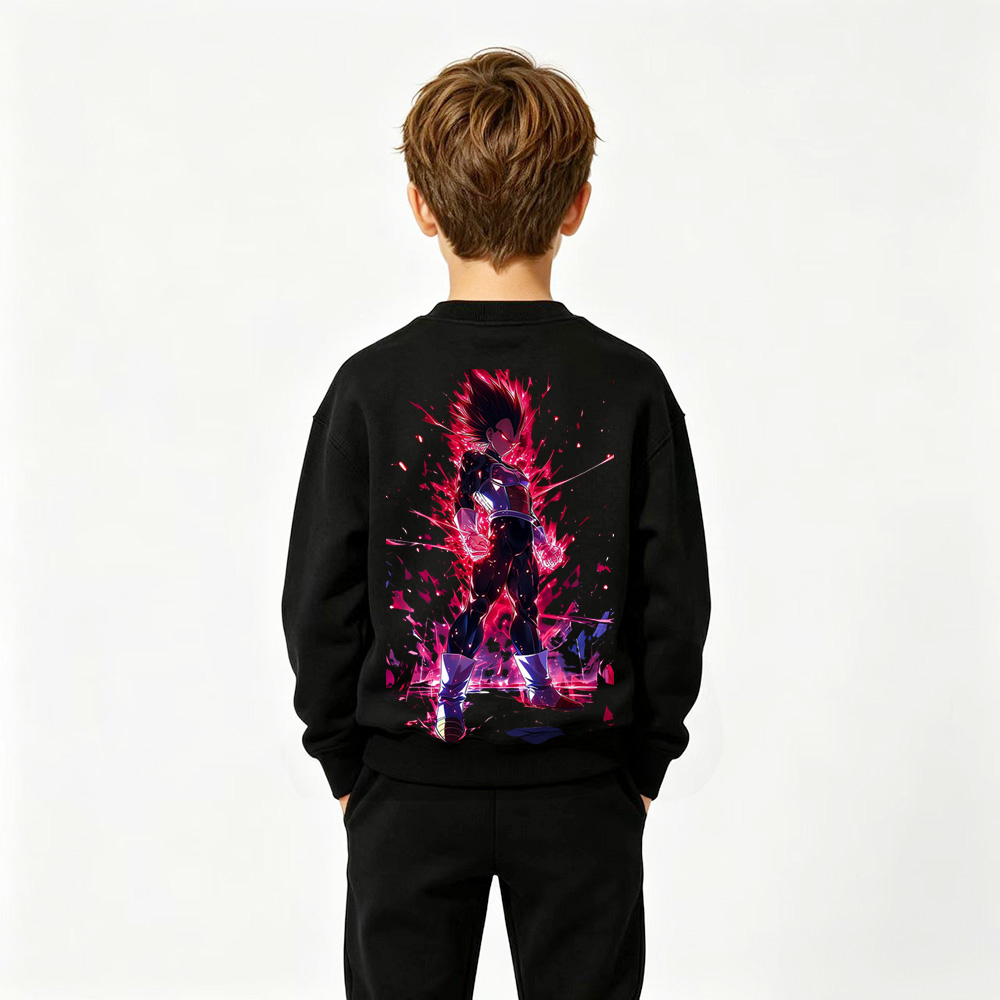 Dragon Ball Anime Graphic Crewneck Sweatshirt for Vegeta Kids Cartoon Print Cotton Tee