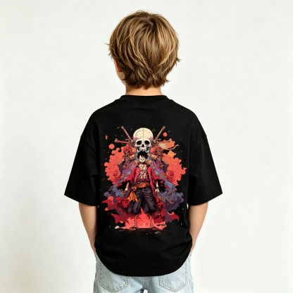 One Piece Anime Graphic T-Shirt for Luffy Kids Cartoon Print Cotton Tee