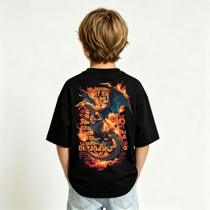 Pokémon Anime Graphic T-Shirt for Charizard Kids Cartoon Print Cotton Tee