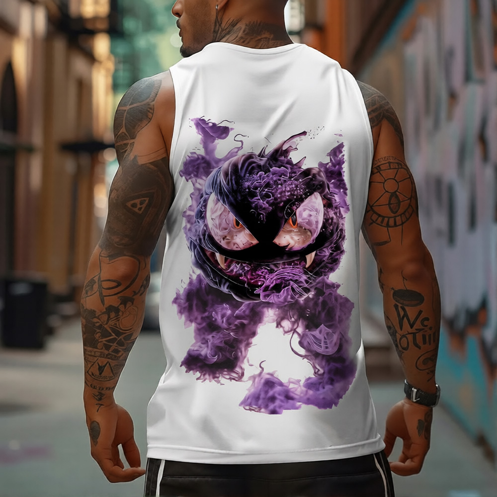 Oversized Anime Print Gym Tank Top