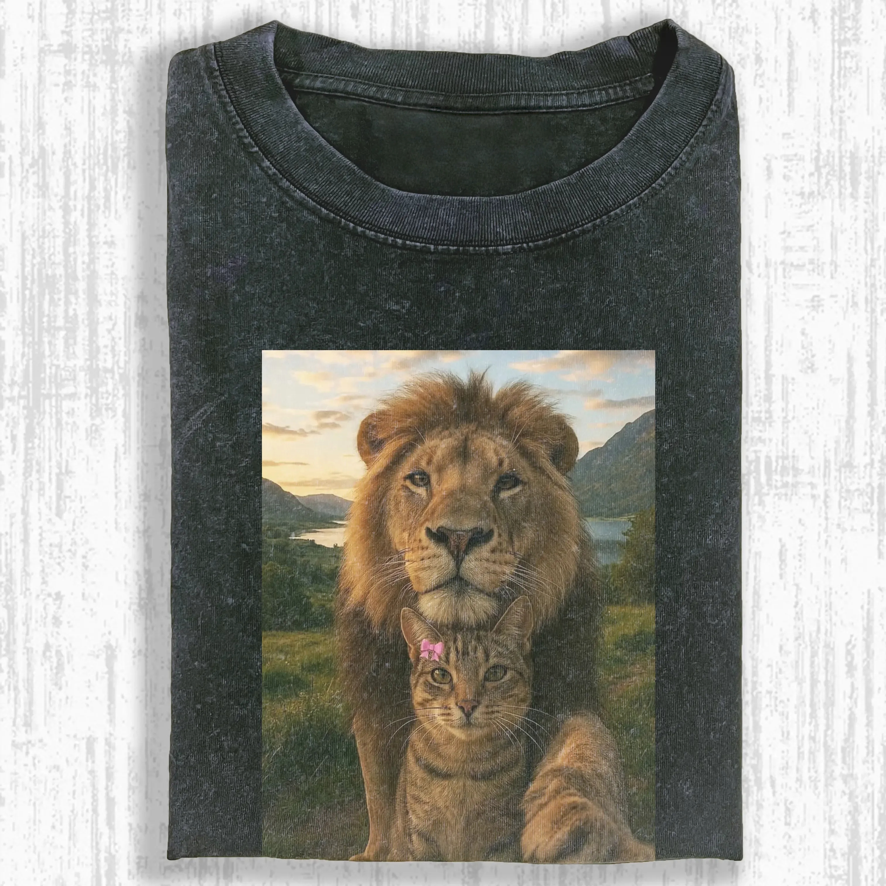 FUNNY TIGER AND CAT T-SHIRT-ComicClothe