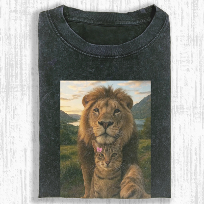 FUNNY TIGER AND CAT T-SHIRT-ComicClothe