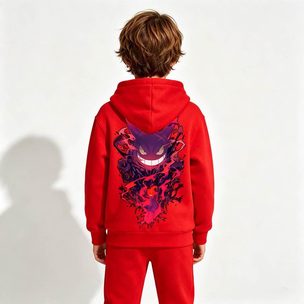 Pokémon Gengar Anime Graphic Hoodie for Kids Cartoon Print Cotton Tee