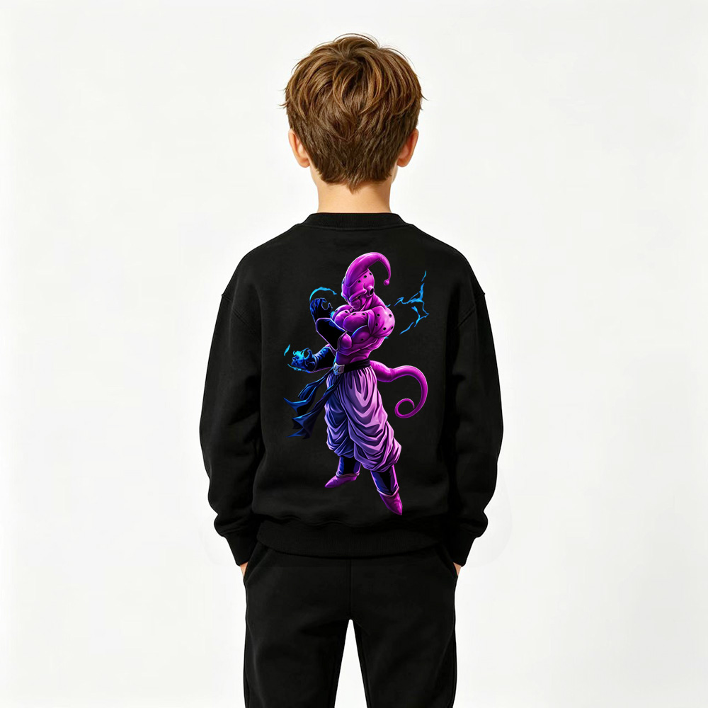Dragon Ball Anime Graphic Crewneck Sweatshirt for Majin Buu Kids Cartoon Print Cotton Tee
