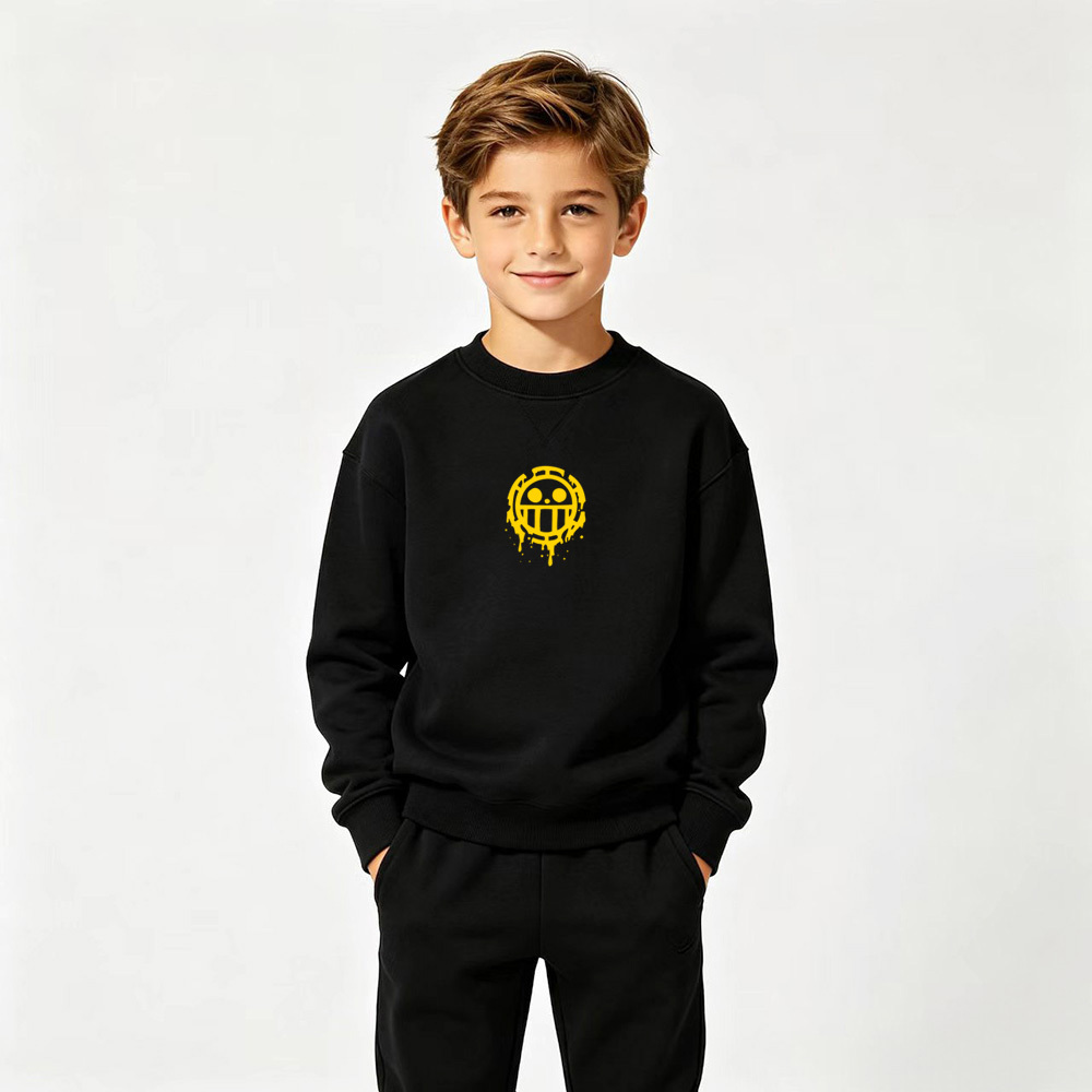 One Piece Anime Graphic Crewneck Sweatshirt for Kids Cartoon Print Cotton Tee