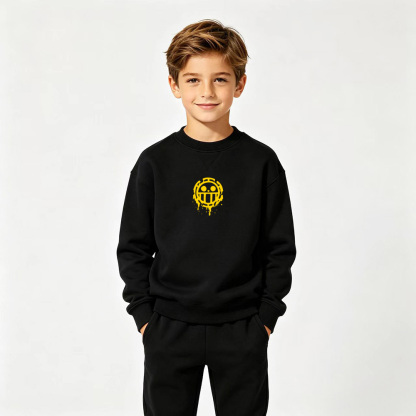 One Piece Anime Graphic Crewneck Sweatshirt for Kids Cartoon Print Cotton Tee