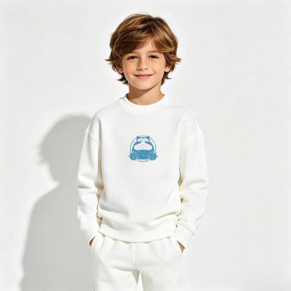 Pokémon Anime Graphic Crewneck Sweatshirt for Snorlax Kids Cartoon Print Cotton Tee