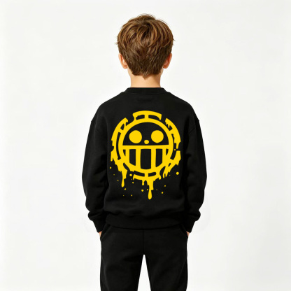 One Piece Anime Graphic Crewneck Sweatshirt for Kids Cartoon Print Cotton Tee