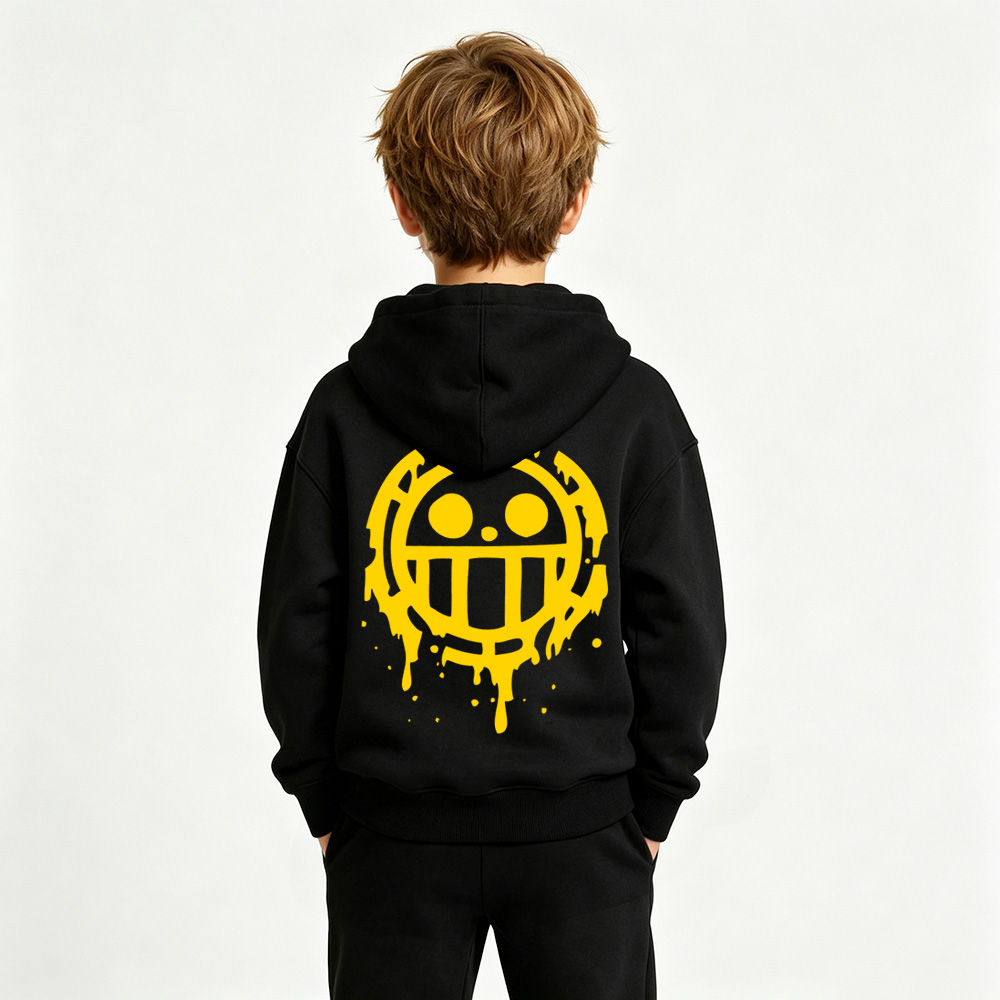 One Piece Anime Graphic Hoodie for Kids Cartoon Print Cotton Tee