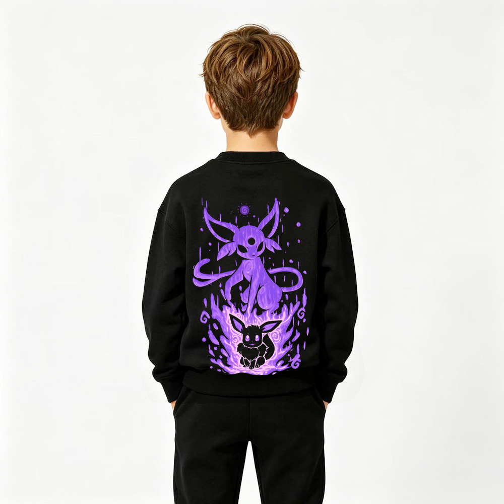 Pokémon Anime Graphic Crewneck Sweatshirt for Eevee Kids Cartoon Print Cotton Tee