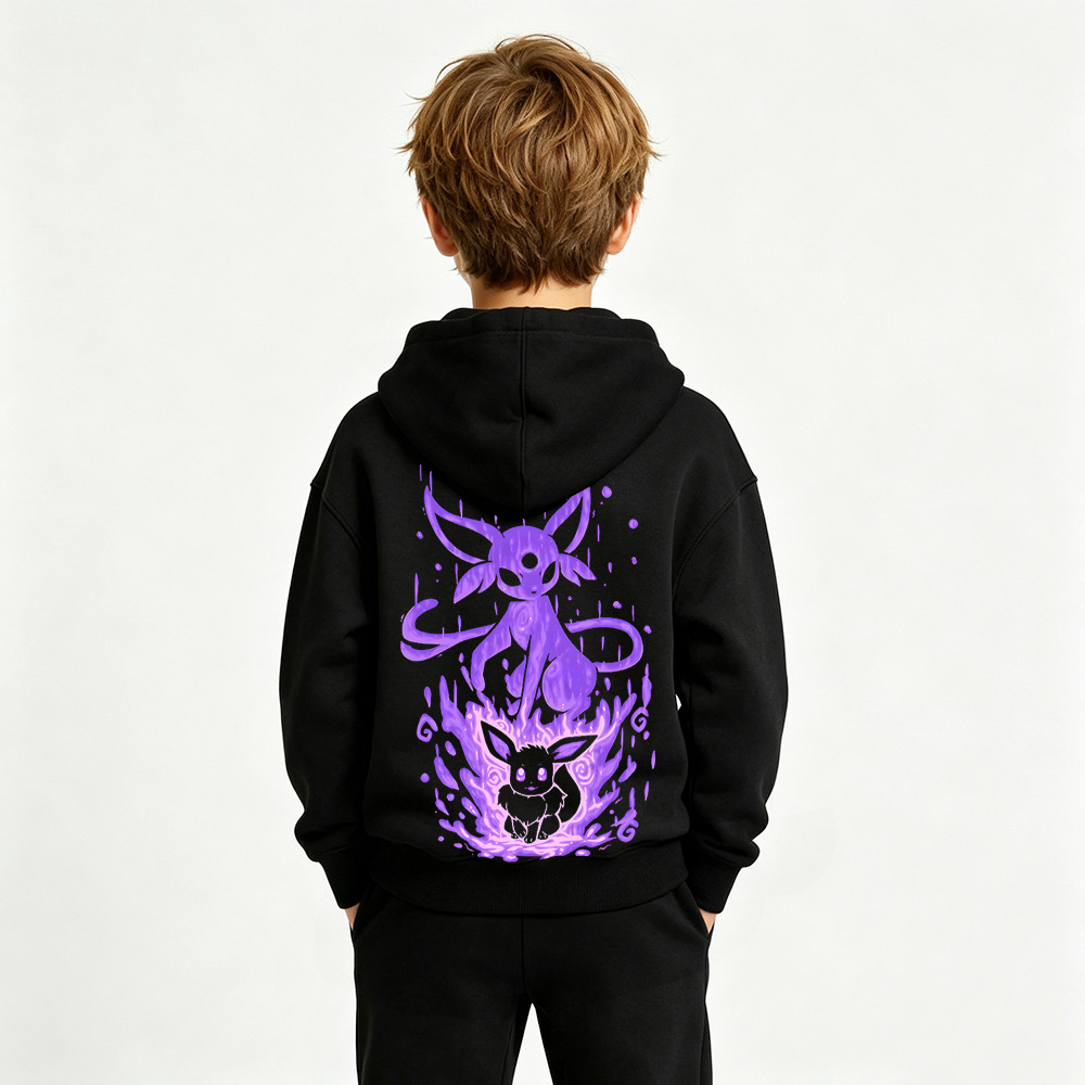 Pokémon Anime Graphic Hoodie for Eevee Kids Cartoon Print Cotton Tee