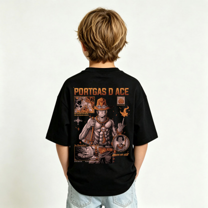 One Piece Anime Graphic T-Shirt for Ace Kids Cartoon Print Cotton Tee