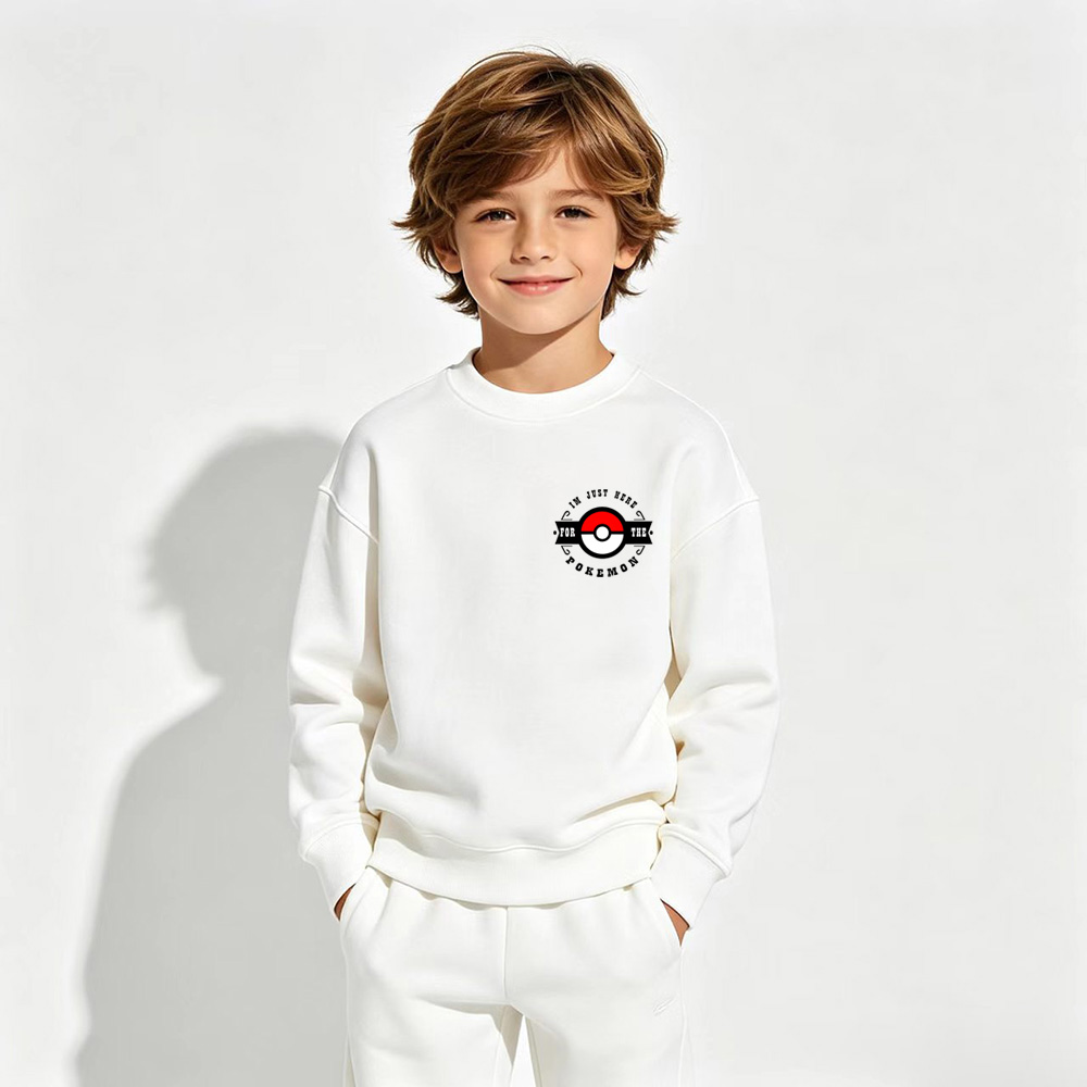 Pokémon Anime Graphic Crewneck Sweatshirt for Kids Cartoon Print Cotton Tee