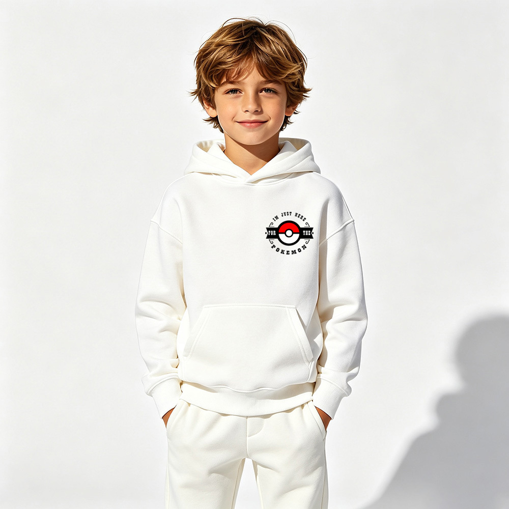 Pokémon Anime Graphic Hoodie for Kids Cartoon Print Cotton Tee