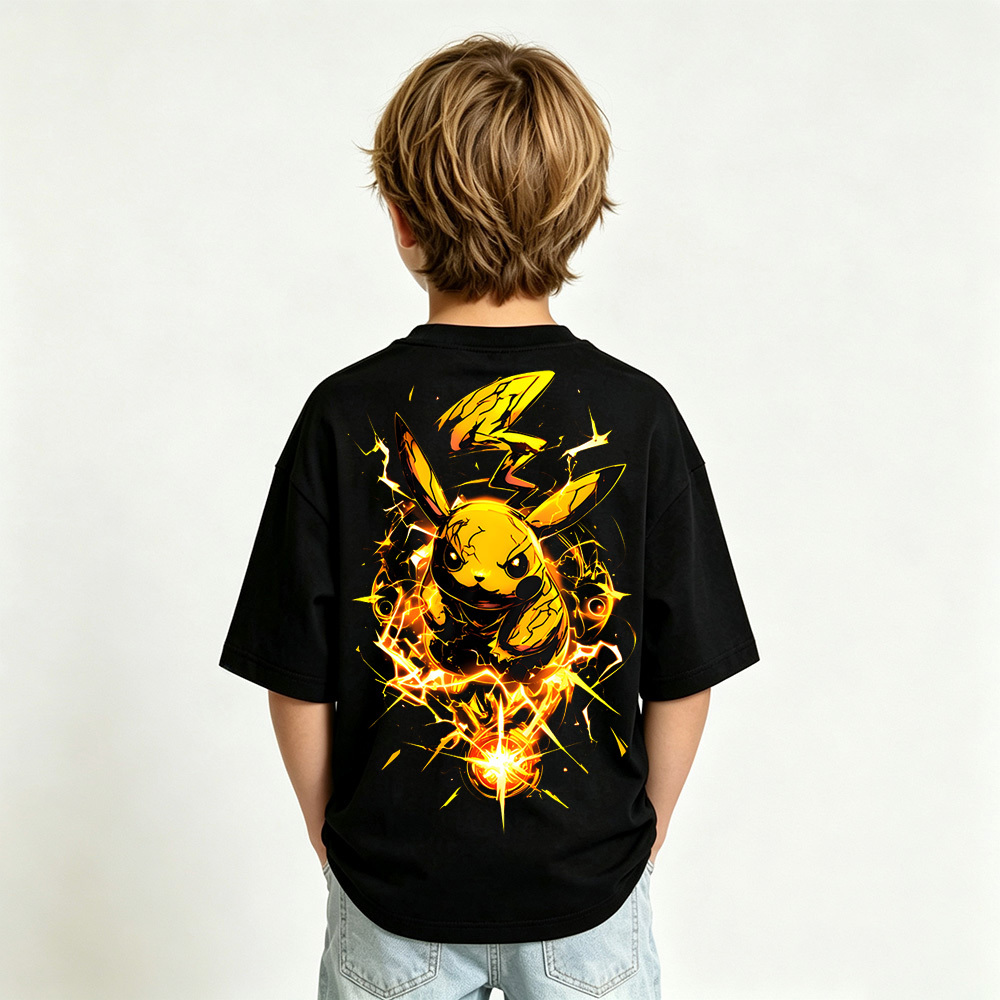 Pokémon Anime Graphic T-Shirt for Pikachu Kids Cartoon Print Cotton Tee