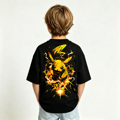Pokémon Anime Graphic T-Shirt for Pikachu Kids Cartoon Print Cotton Tee