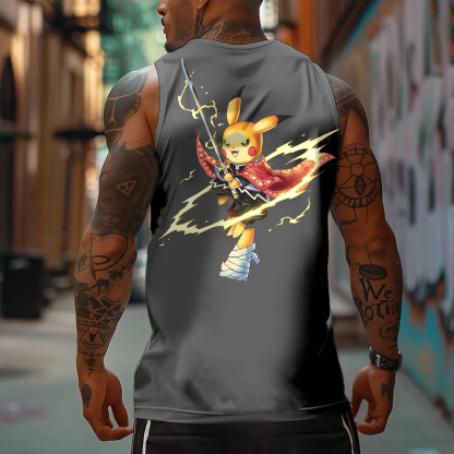 Oversized Anime Print Gym Tank Top