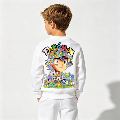 Pokémon Anime Graphic Crewneck Sweatshirt for Kids Cartoon Print Cotton Tee