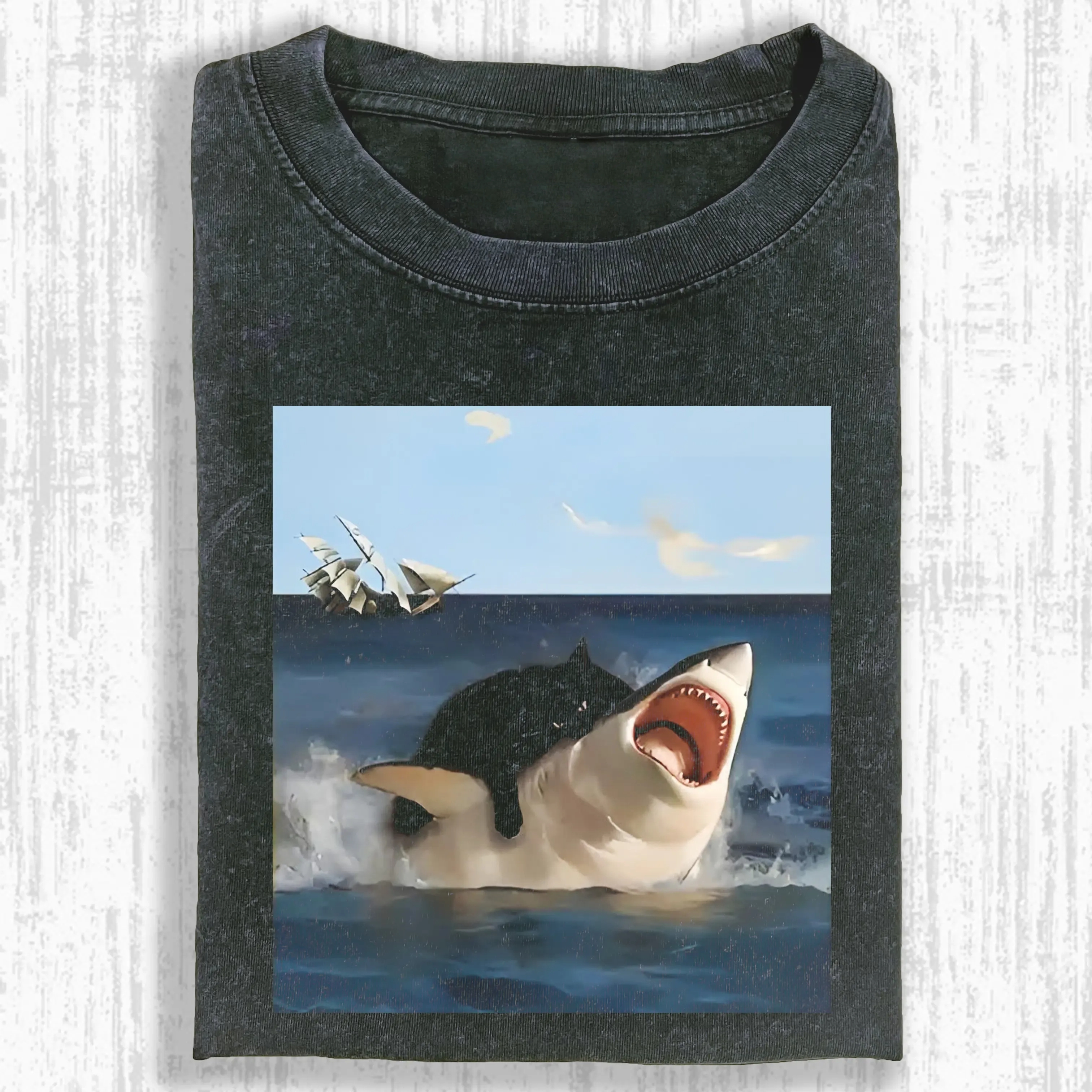 FAT CAT VS. SHARK  T-SHIRT-ComicClothe