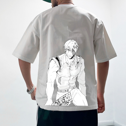 Unisex Oversized Anime Print T-Shirt-AnimeClothe